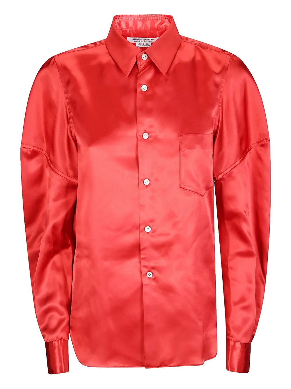Comme Des Garçons Chest-pocket Satin Shirt In Red