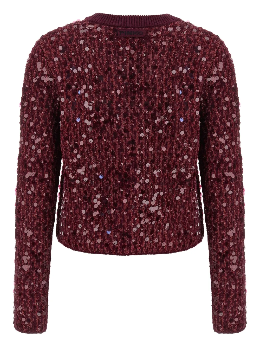 Pinko Sequined Long-sleeve Cardigan In Red