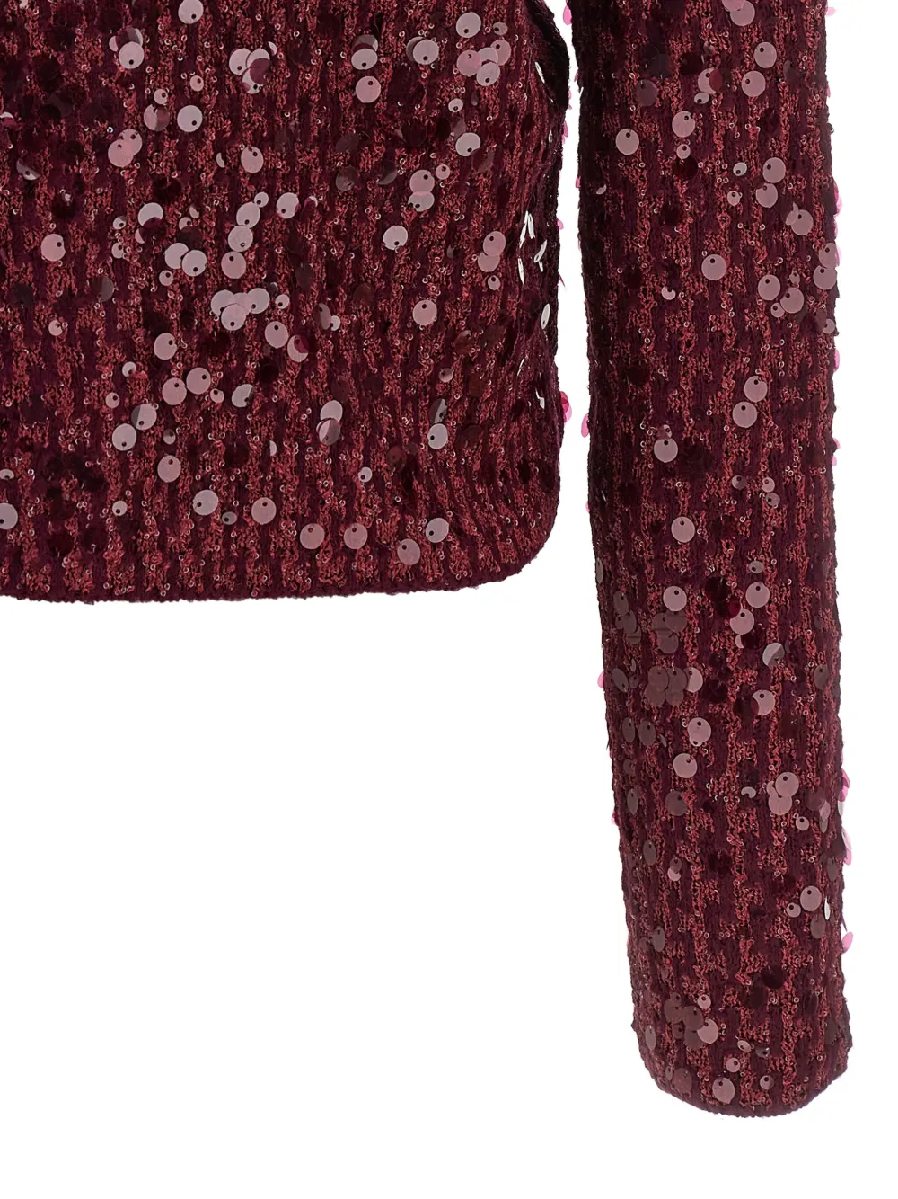 Pinko Sequined Long-sleeve Cardigan In Red