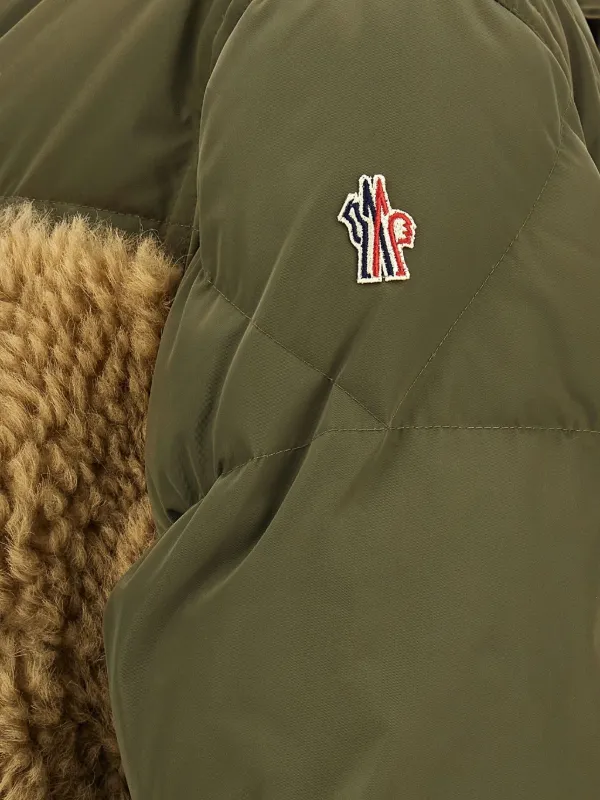 Moncler Grenoble Grifford shearling-panels Puffer Jacket | Green Moncler Grenoble Grifford shearling-panels Puffer Jacket | Green