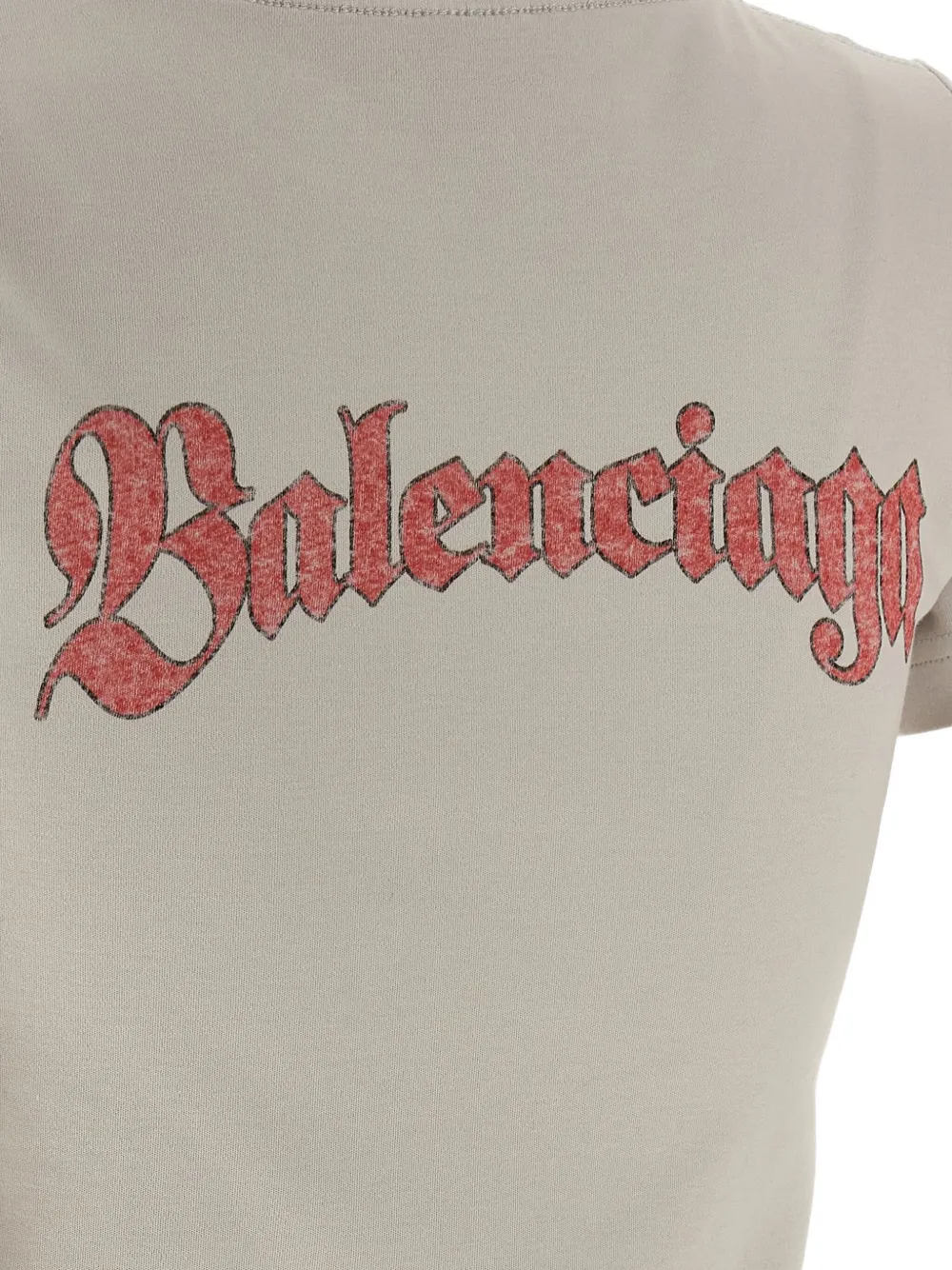 Balenciaga T-shirt met logoprint met ronde hals Beige