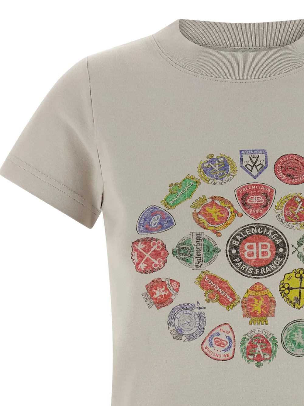 Balenciaga T-shirt met logoprint met ronde hals Beige