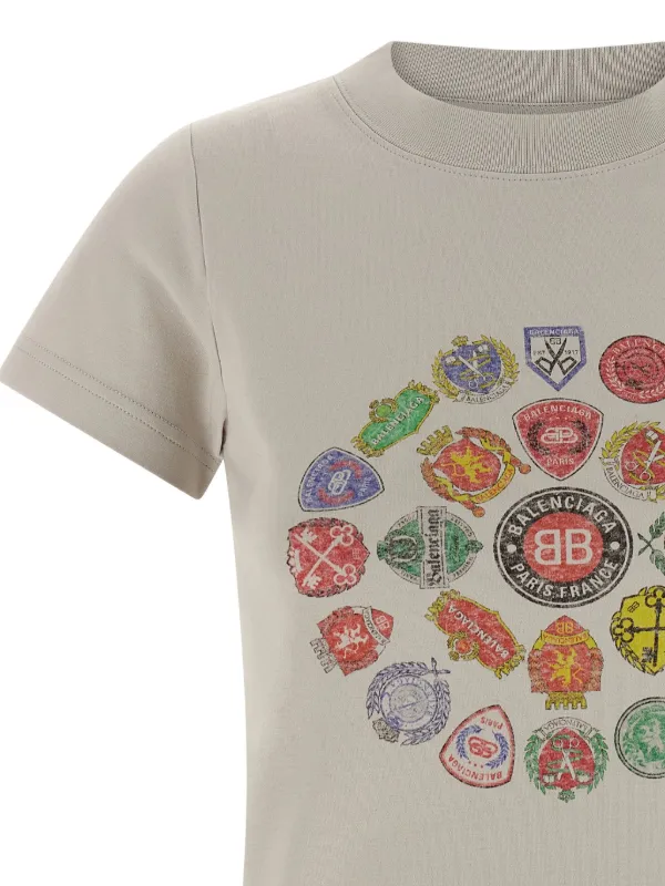 Balenciaga logo-print crew-neck T-shirt | Neutrals | FARFETCH