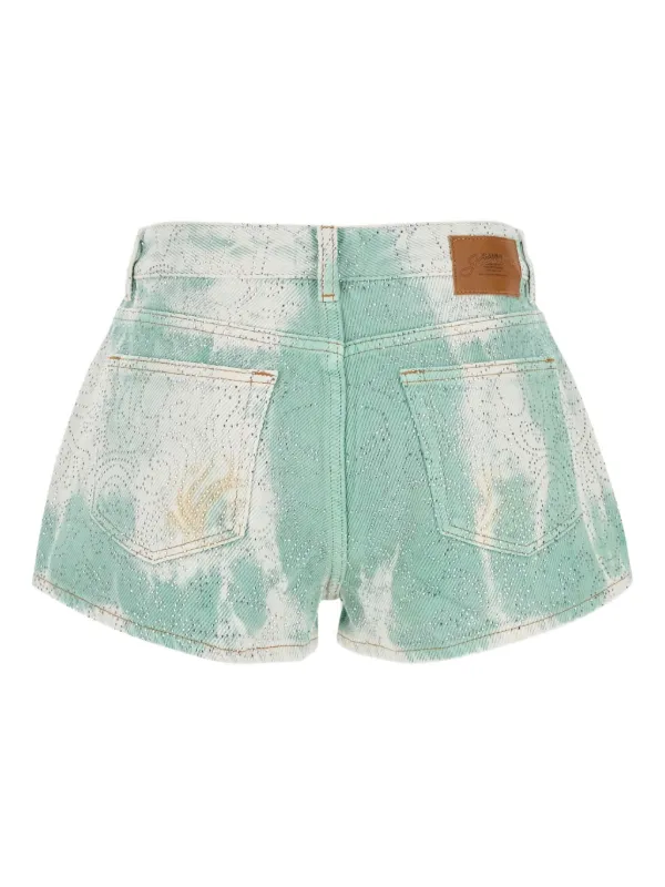 GANNI デニムショーツ 24 GANNI バイカラー デニムショーツ | グリーン | FARFETCH JP