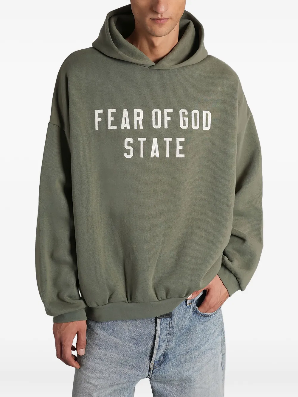 FEAR OF GOD ESSENTIALS Moletom com capuz e detalhe de logo | Verde | Image 1
