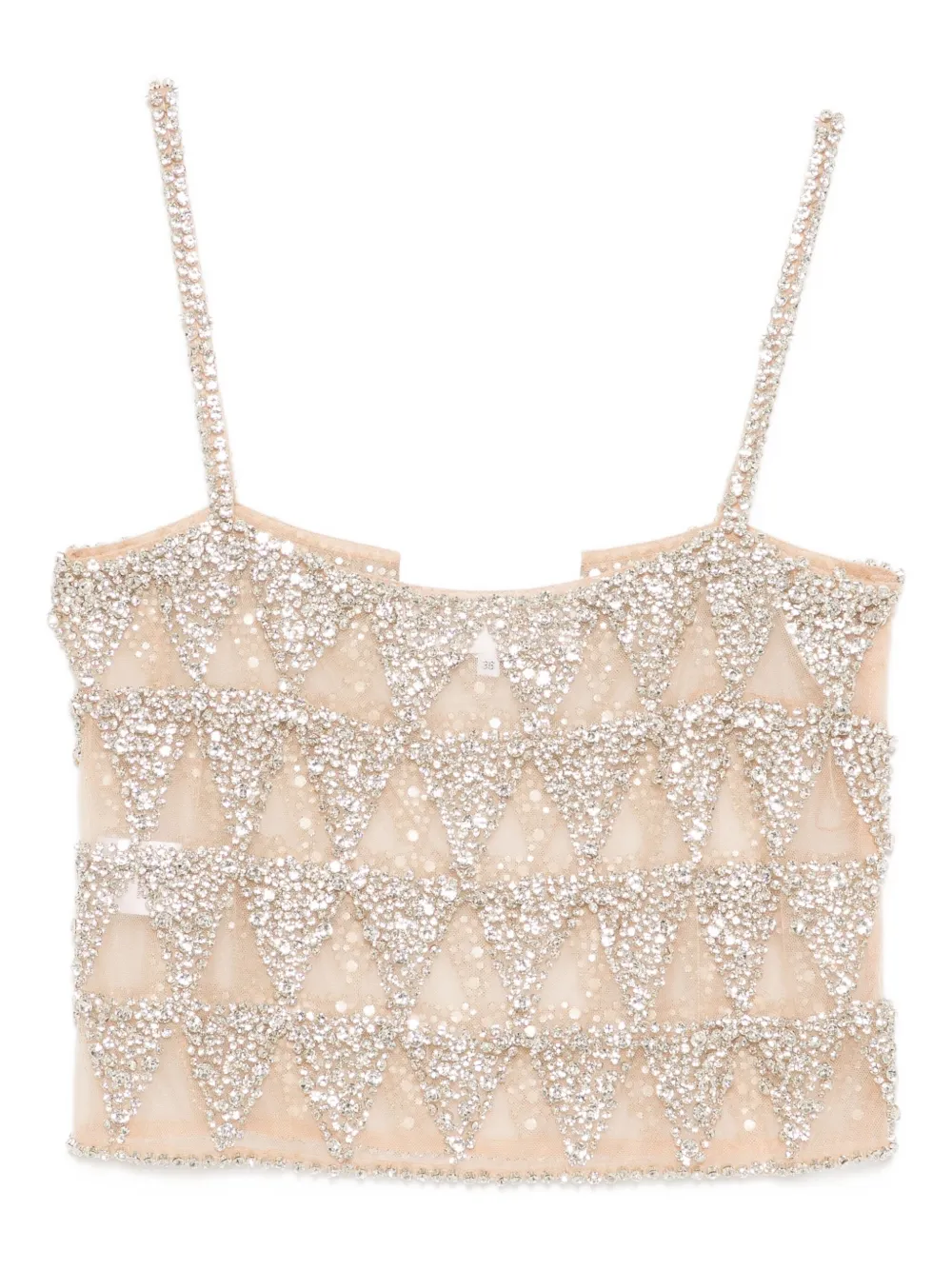 Costarellos Villie Crystal-embellished Crop Top In Neutral