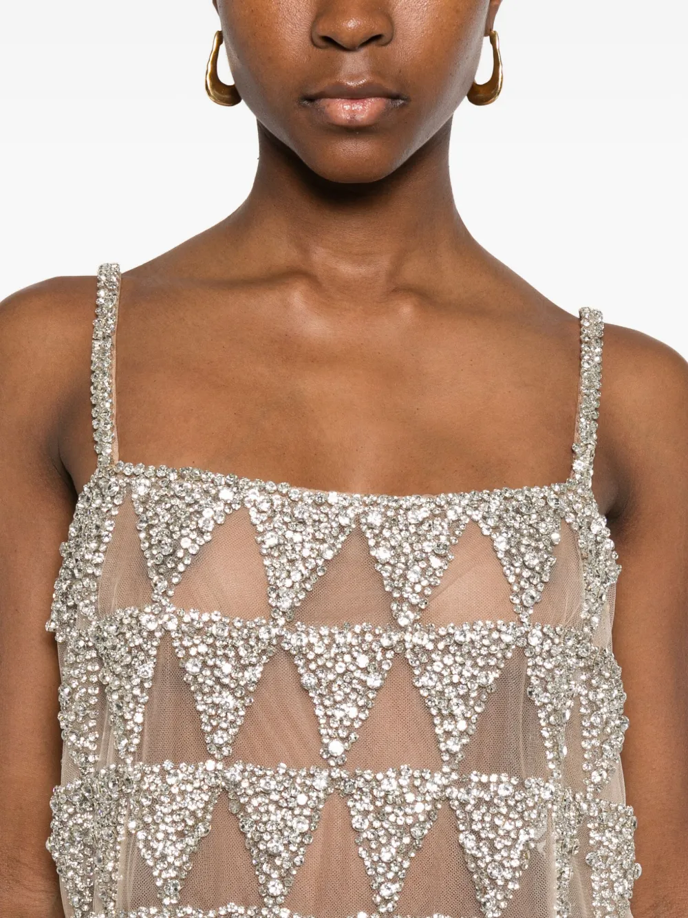 Costarellos Villie Crystal-embellished Crop Top In Neutral