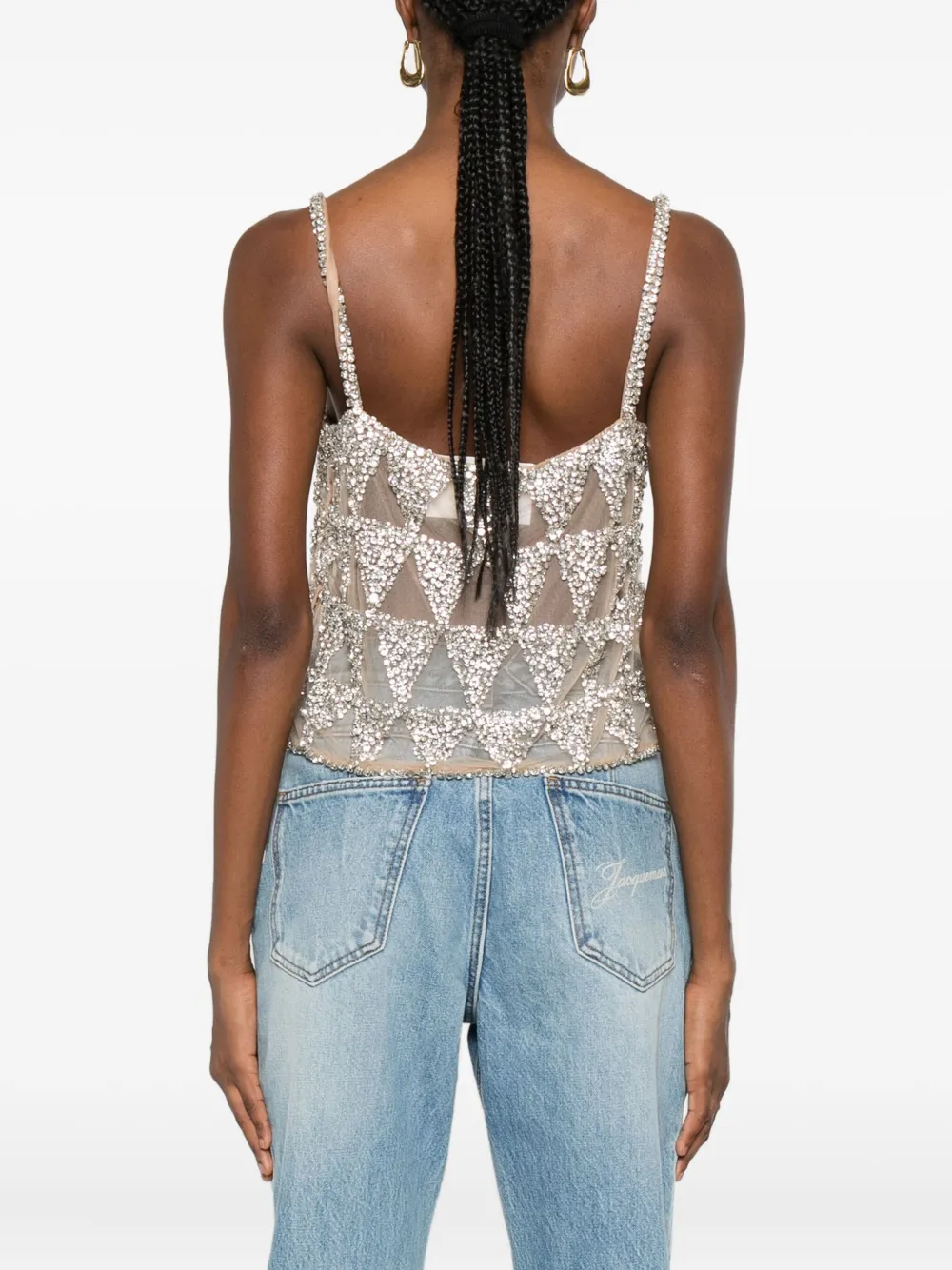 Costarellos Villie Crystal-embellished Crop Top In Neutral