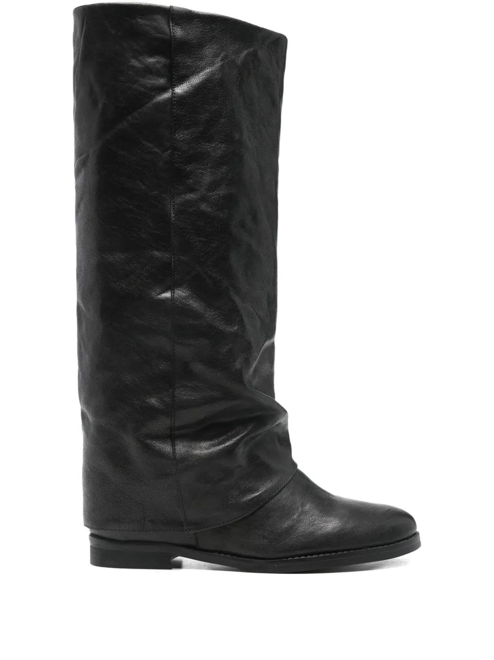 Julie Dee leather knee-length boots Zwart