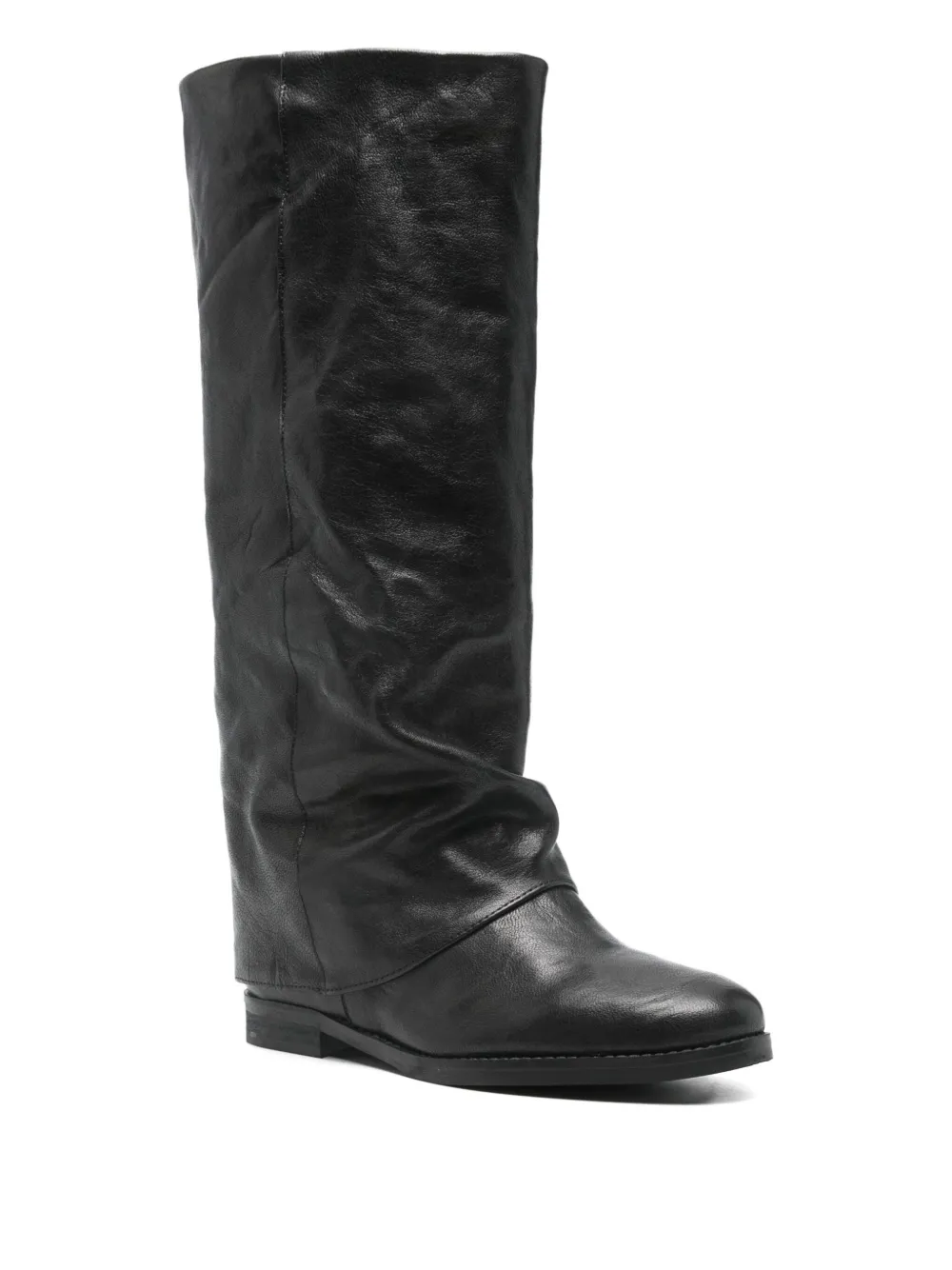 Julie Dee leather knee-length boots Zwart