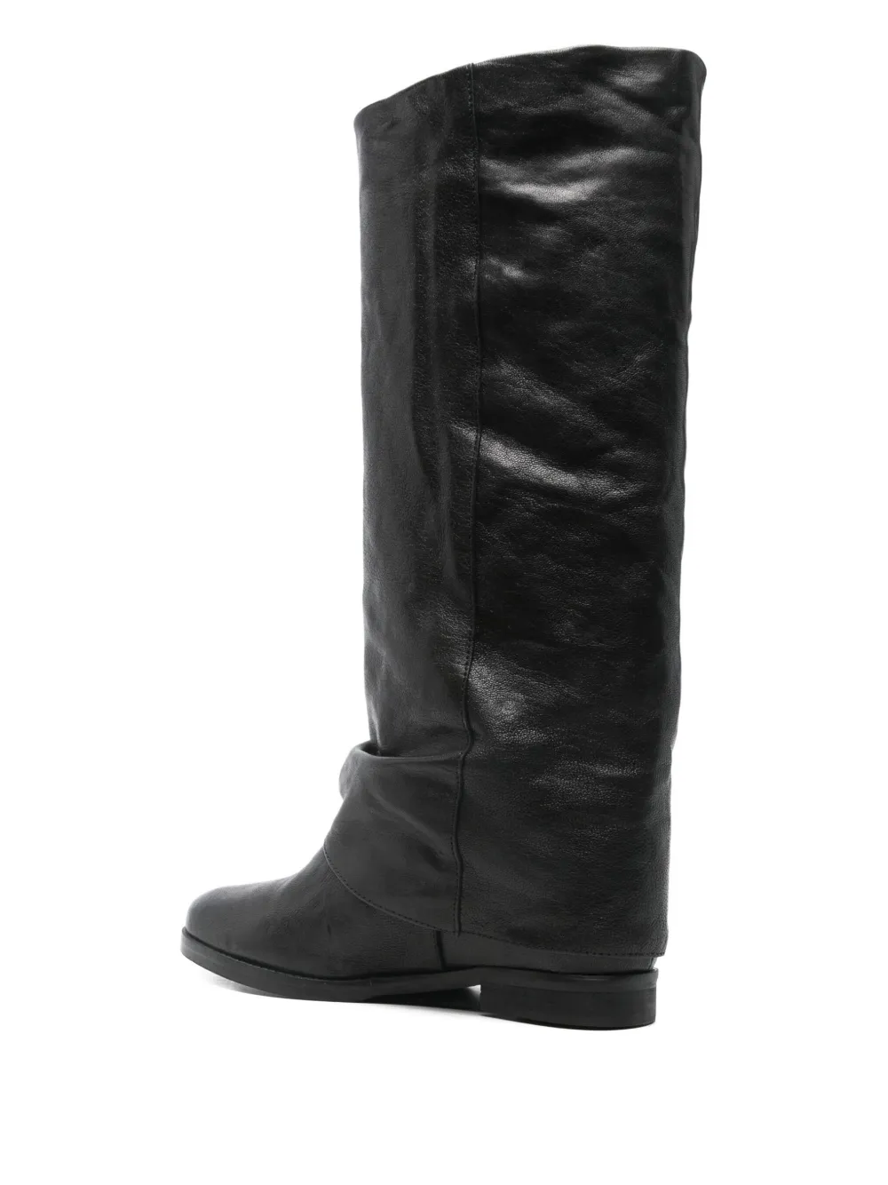 Julie Dee leather knee-length boots Zwart
