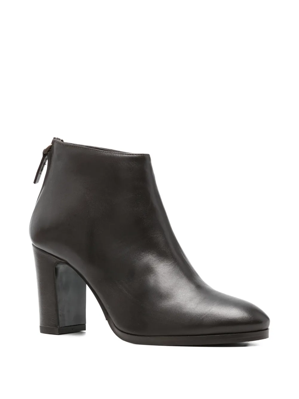 Julie Dee Zip-up Leather Ankle Boots In Brown
