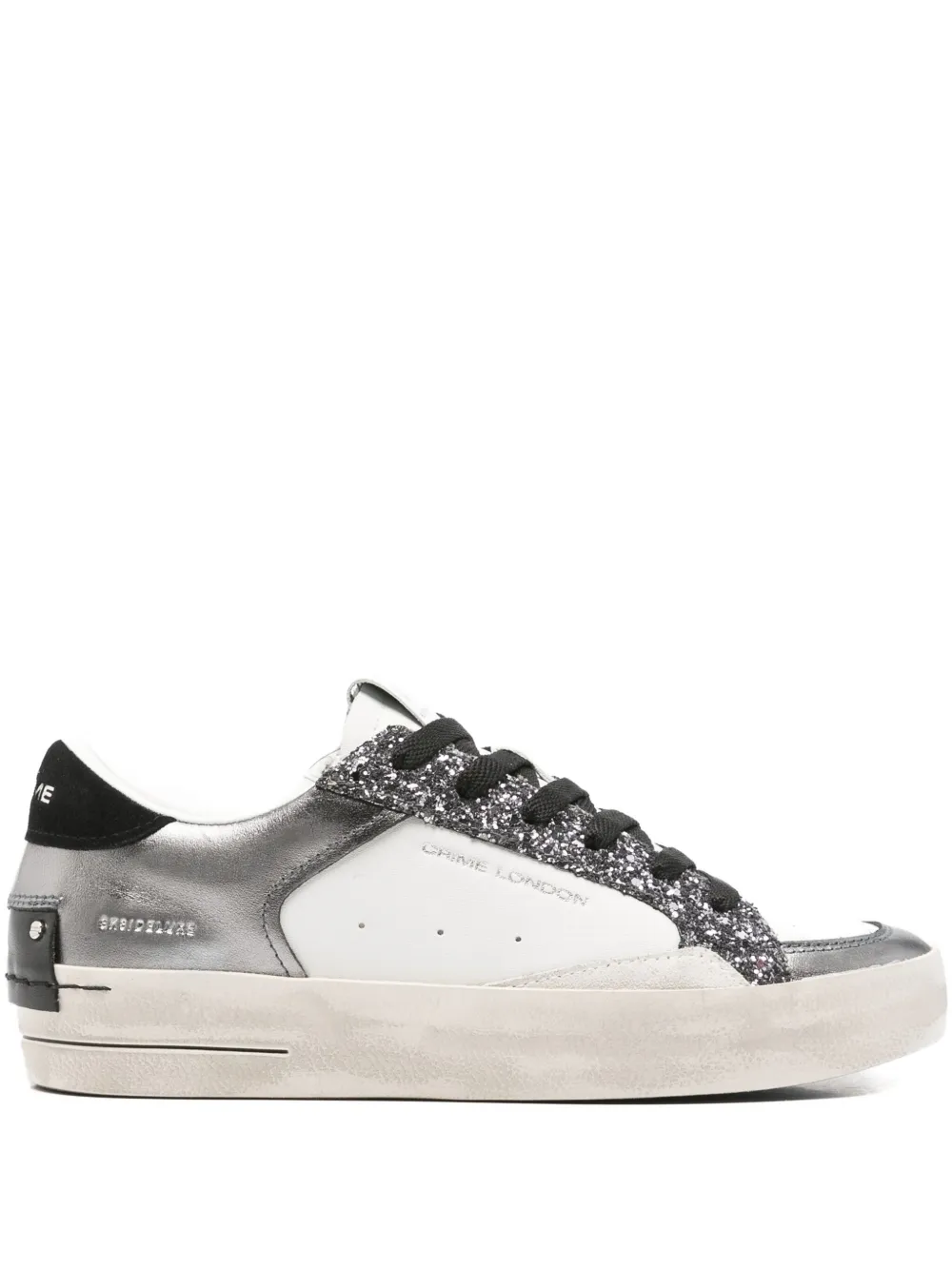 Crime London SK8 Deluxe sneakers met glitters Wit