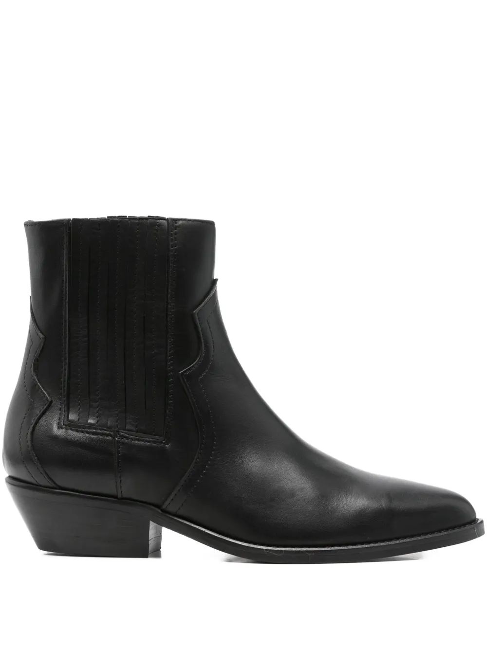 Julie Dee Panelled Leather Ankle Boots In Black