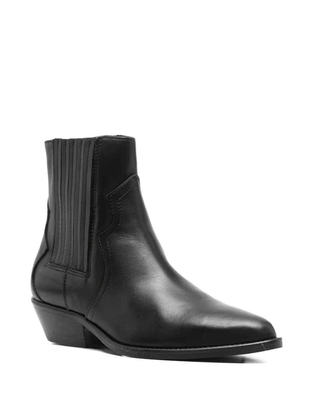Julie Dee Panelled Leather Ankle Boots In Black