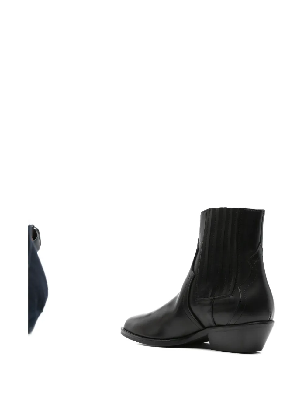 Julie Dee Panelled Leather Ankle Boots In Black