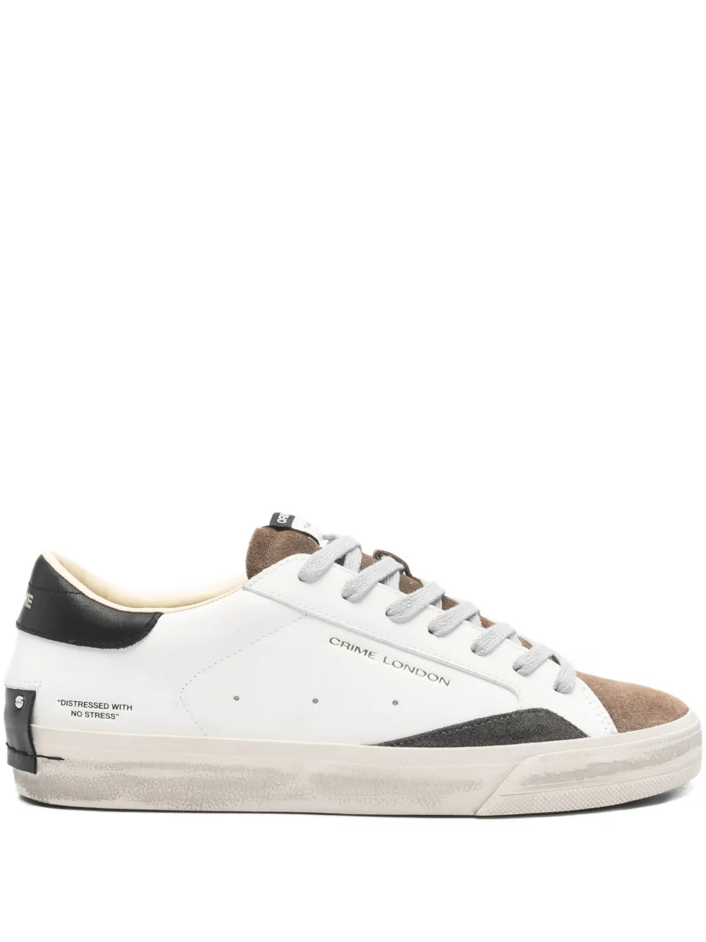 Crime London tenis bajos con efecto envejecido | blanco | Image 1