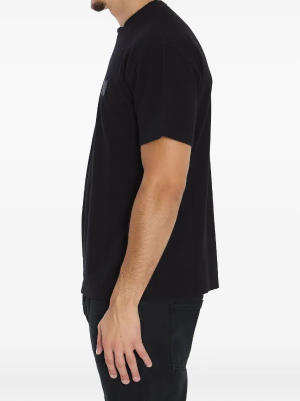 STONE  コンパスペッチ Vネック Tシャツ M 黒 Stone Island コンパスパッチ Tシャツ | ブラック | FARFETCH JP