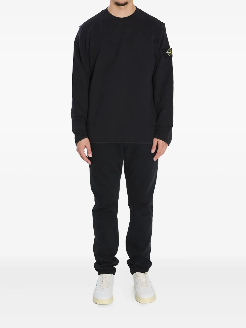 Stone Island T-shirt met ronde hals en logopatch - Zwart