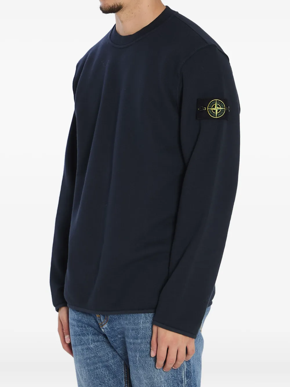 Stone Island Heavy Cotton Crewneck Sweatshirt In Blue