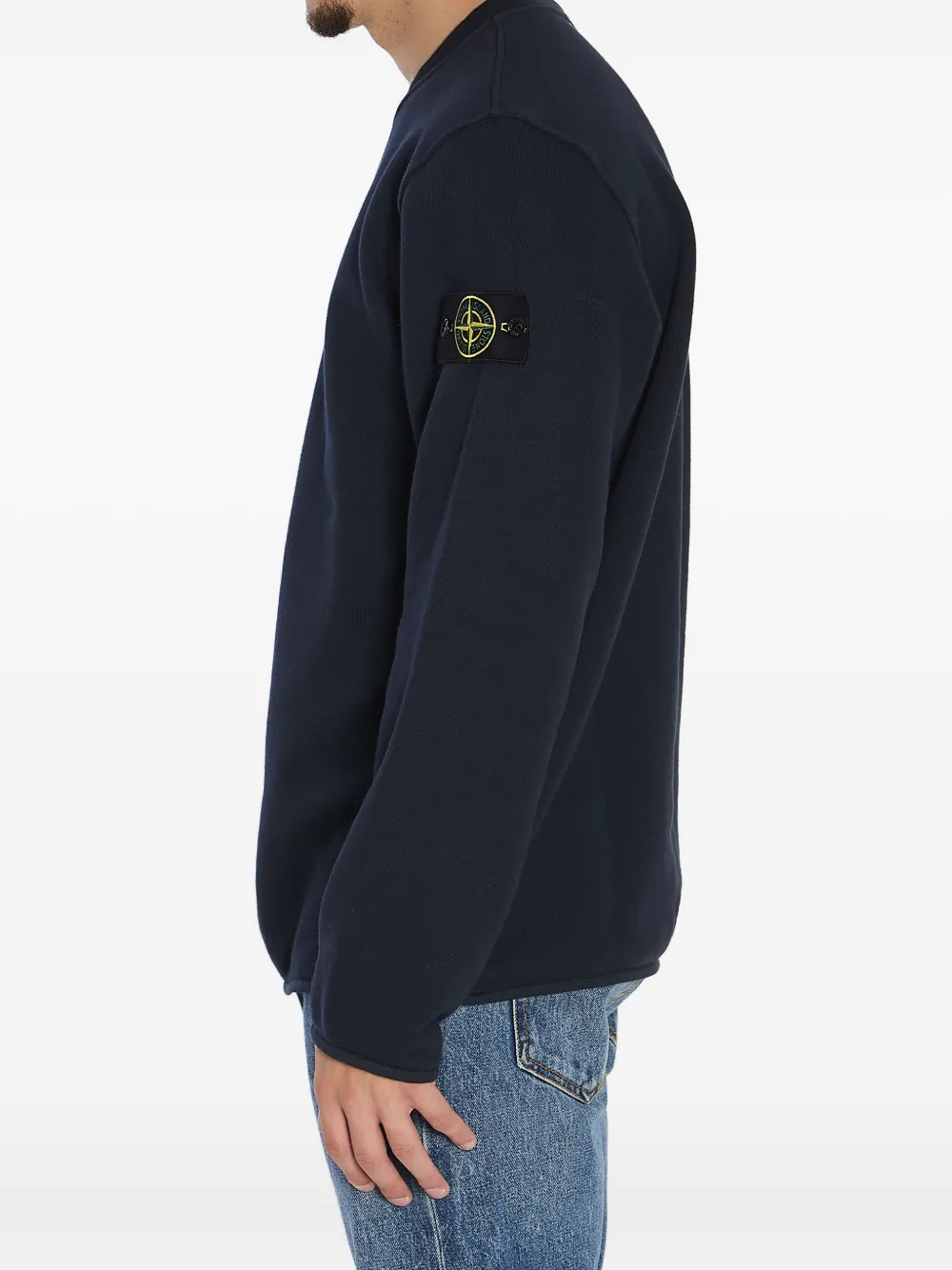 Stone Island Heavy Cotton Crewneck Sweatshirt In Blue