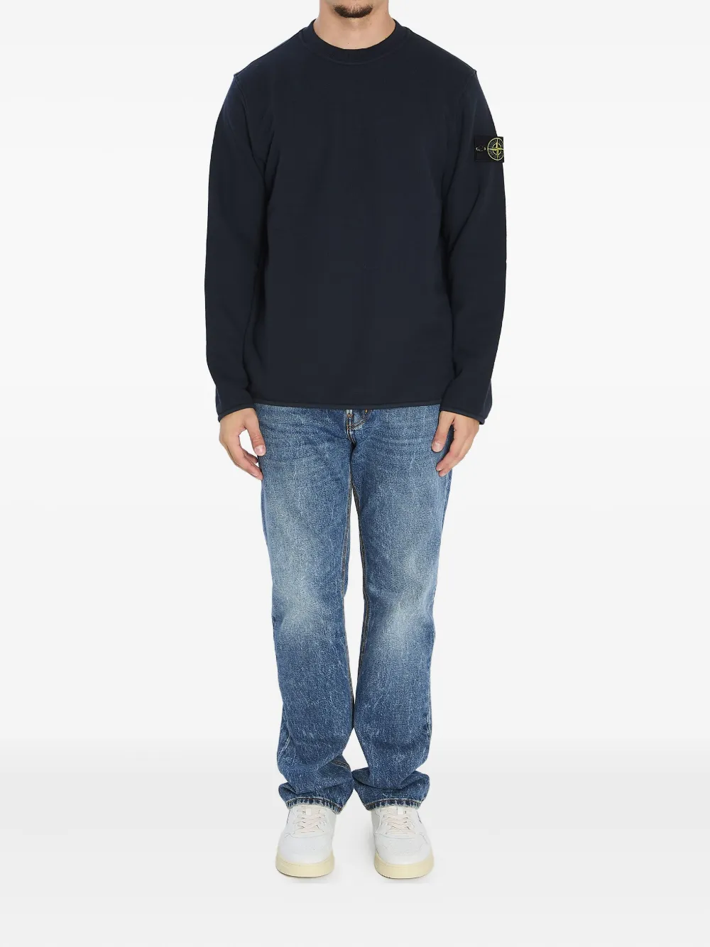 Stone Island T-shirt met ronde hals en logopatch - Blauw