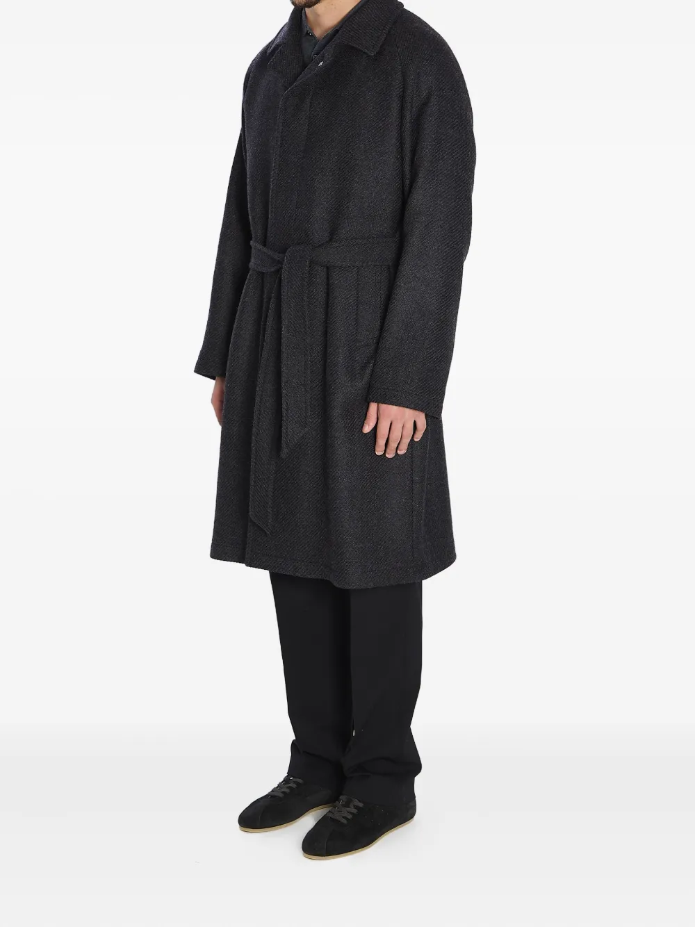 Tagliatore Midi Coat With Raglan Sleeves And Belt In Animal Print