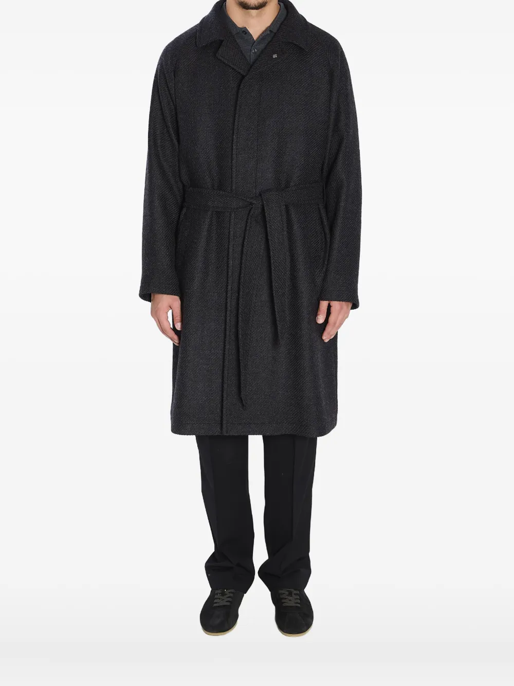 Tagliatore Midi Coat With Raglan Sleeves And Belt In Animal Print