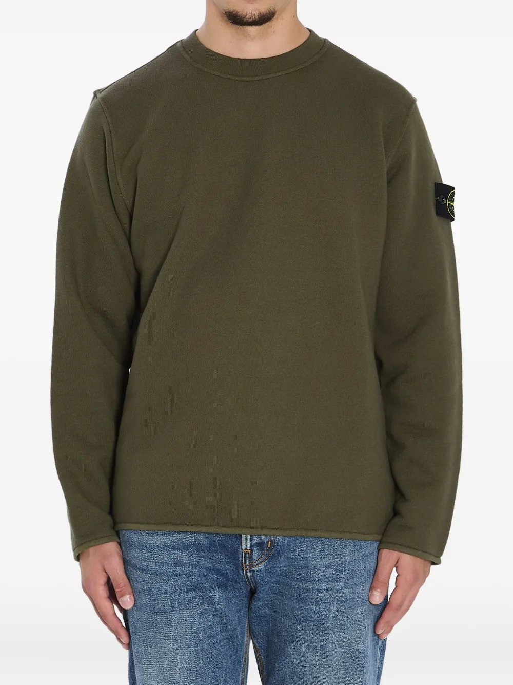 Stone Island Heavy Cotton Crewneck Sweatshirt In Green