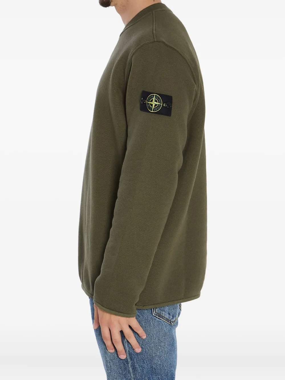 Stone Island Heavy Cotton Crewneck Sweatshirt In Green