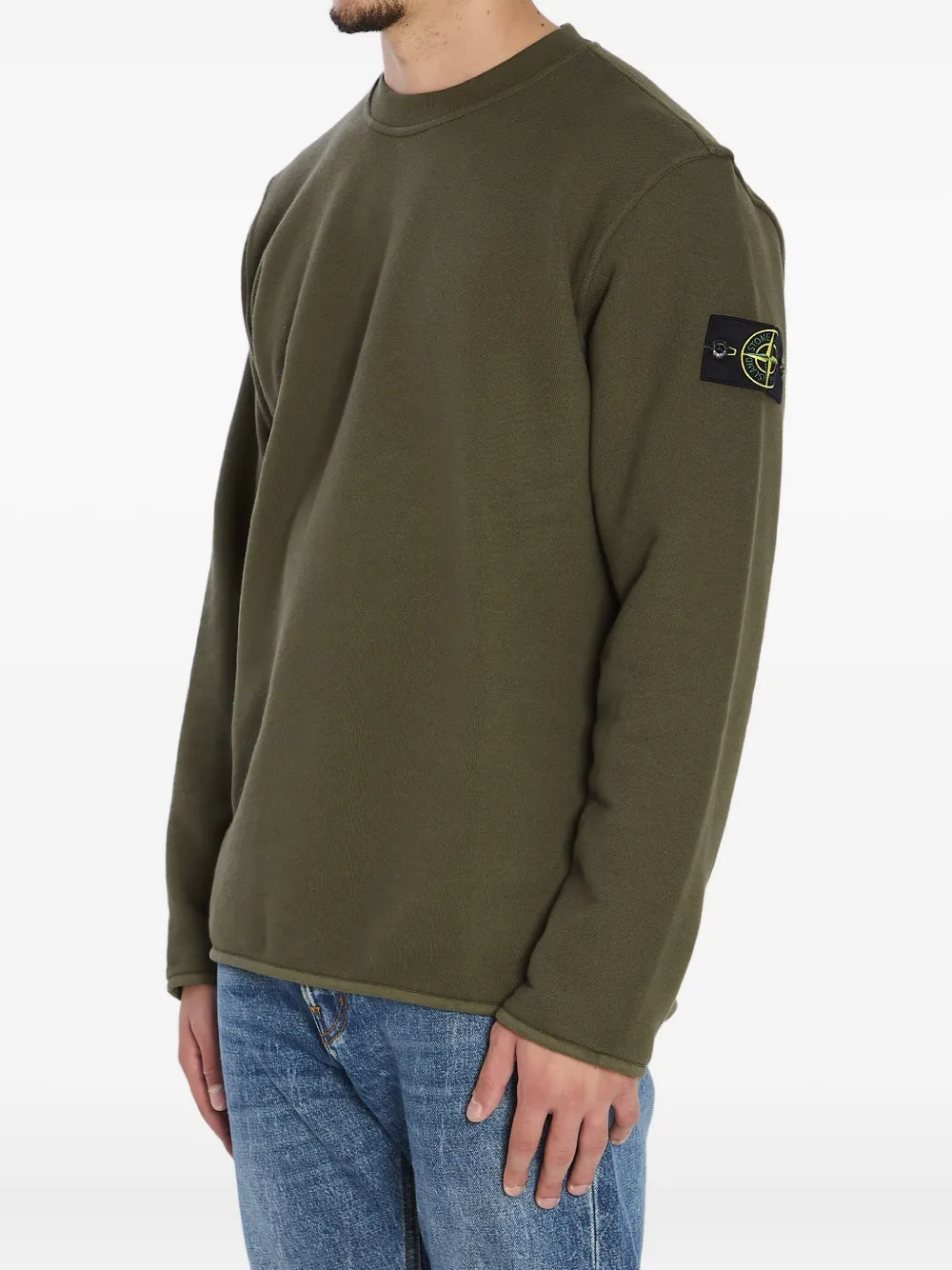 Stone Island Heavy Cotton Crewneck Sweatshirt In Green