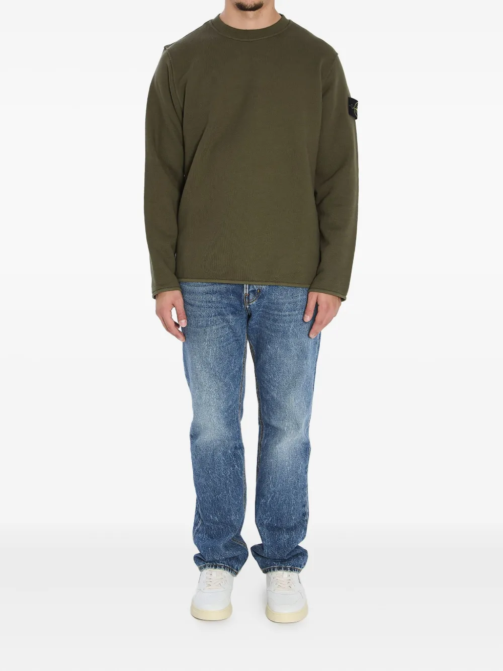Stone Island Sweater met logo-badge - Groen