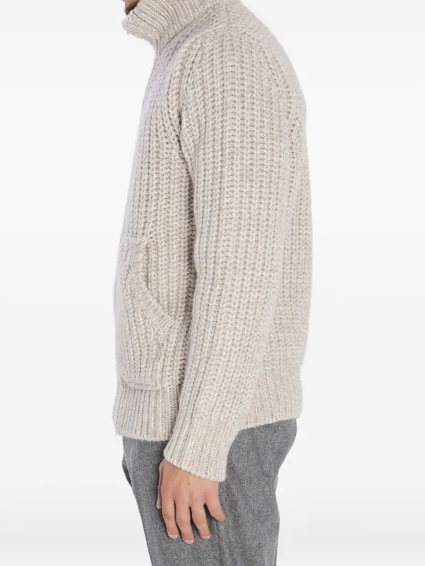 Roberto Collina Ribbed Zipped Cardigan | Neutrals | FARFETCH ID