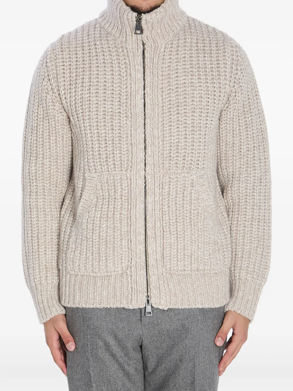 Roberto Collina ribbed zipped cardigan | Neutrals | Image 1