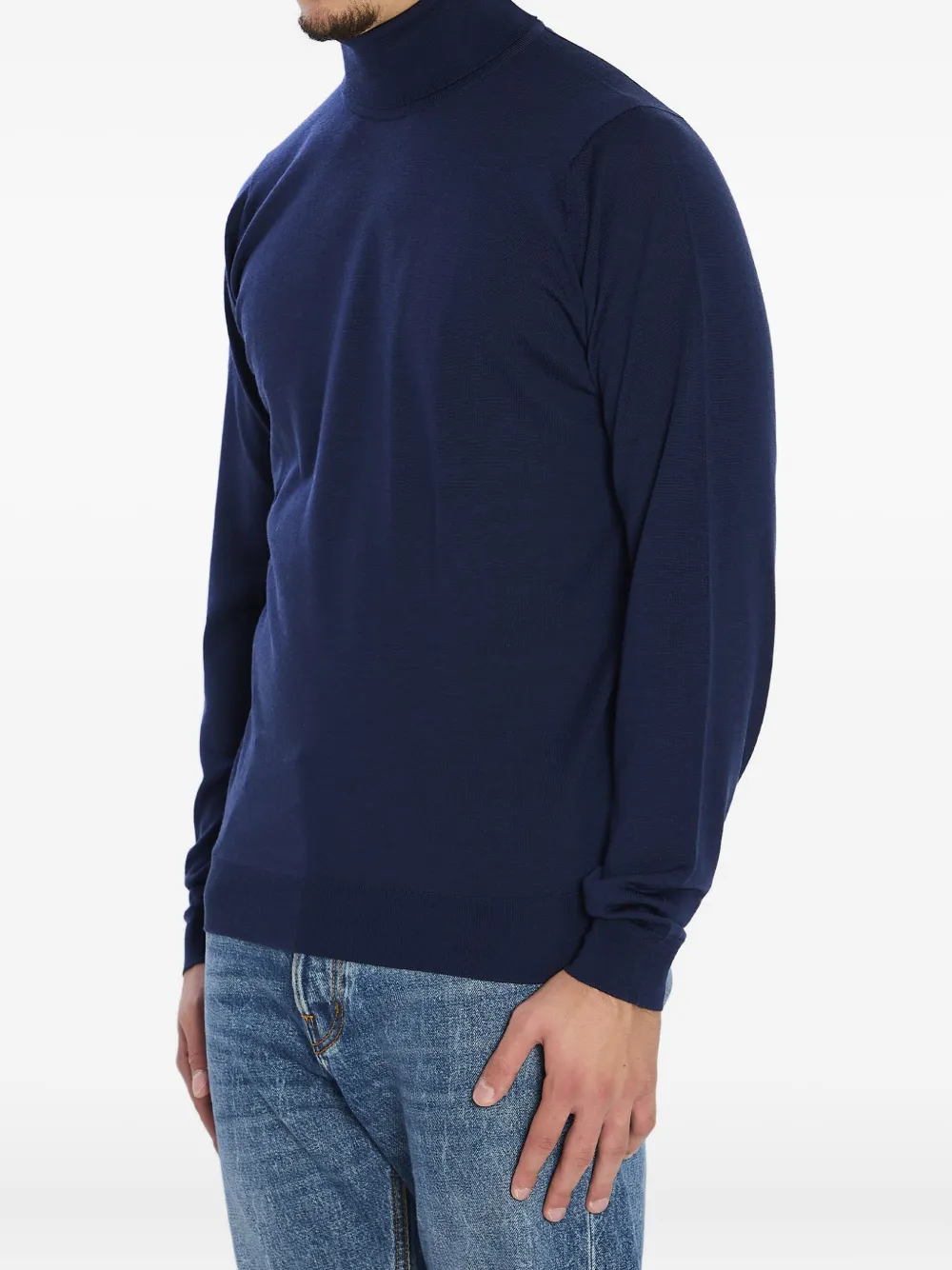 John Smedley Cherwell geribbelde coltrui - Blauw