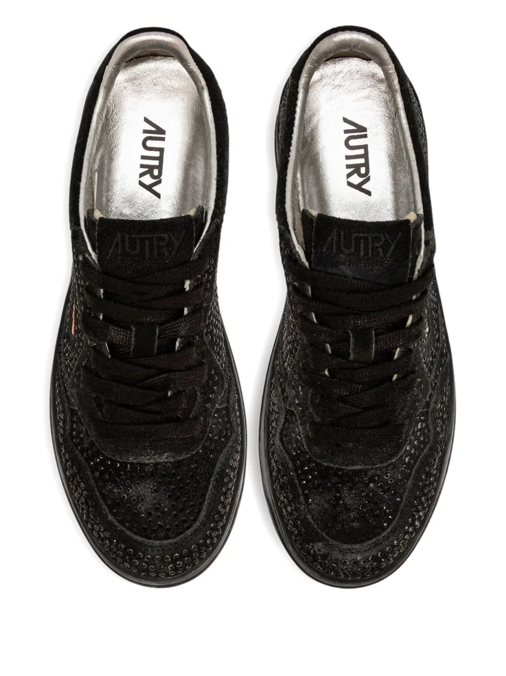 Autry Medalist Low Sue Strass Sneakers In Black
