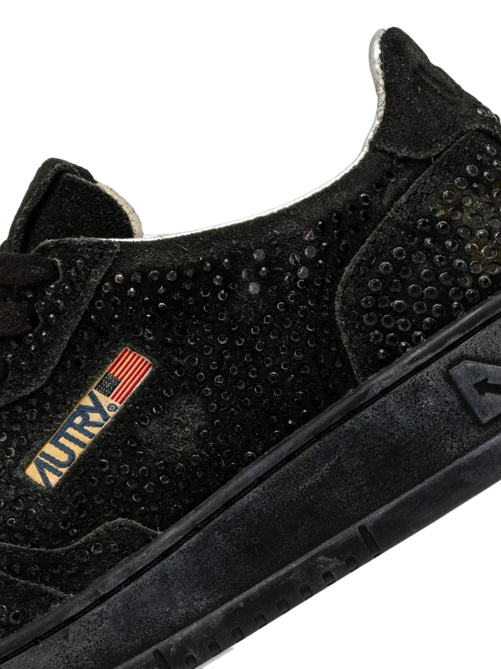 Autry Medalist Low Sue Strass Sneakers In Black