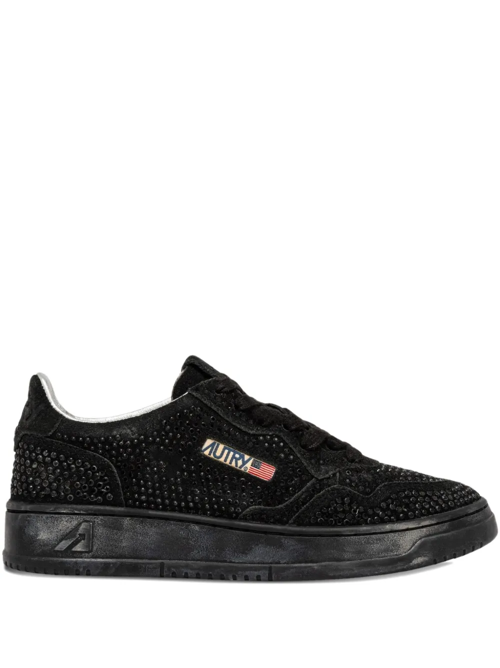 Autry Medalist Low Sue Strass Sneakers In Black
