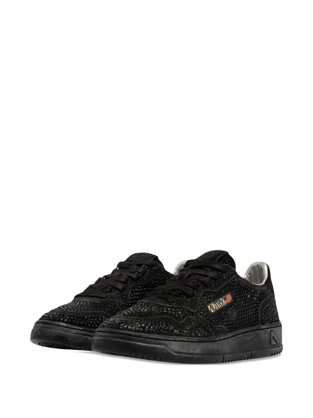 Autry Medalist Low Sue Strass Sneakers In Black