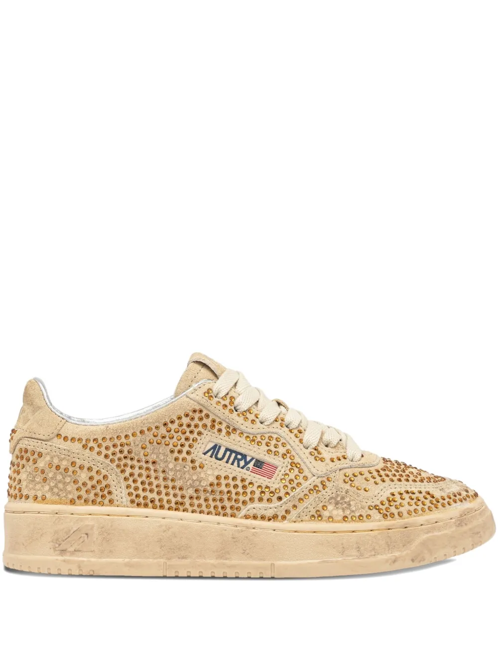 Autry Medalist Low Sue Strass Sneakers In Neutral