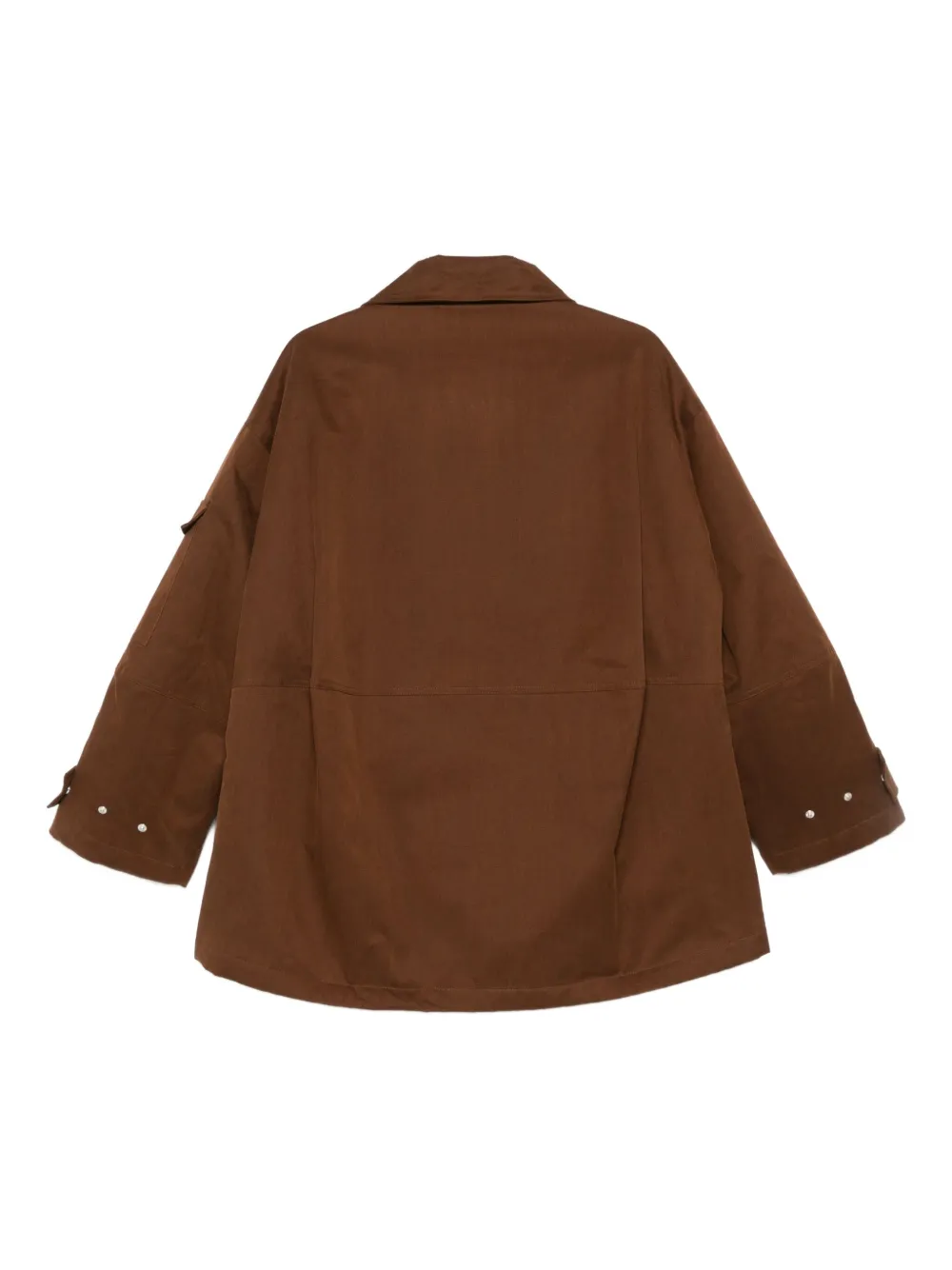 Plan C Delave Twill Military Jacket In Brown