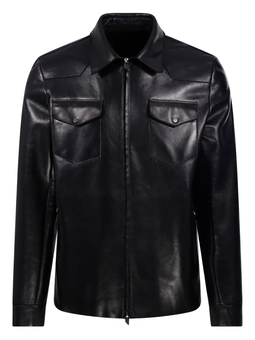 Salvatore Santoro zipped leather jacket | Black | Image 1