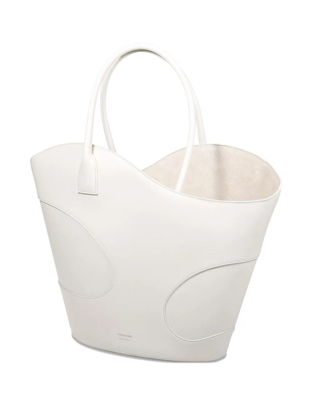 Ferragamo Leather Tote Bag In White