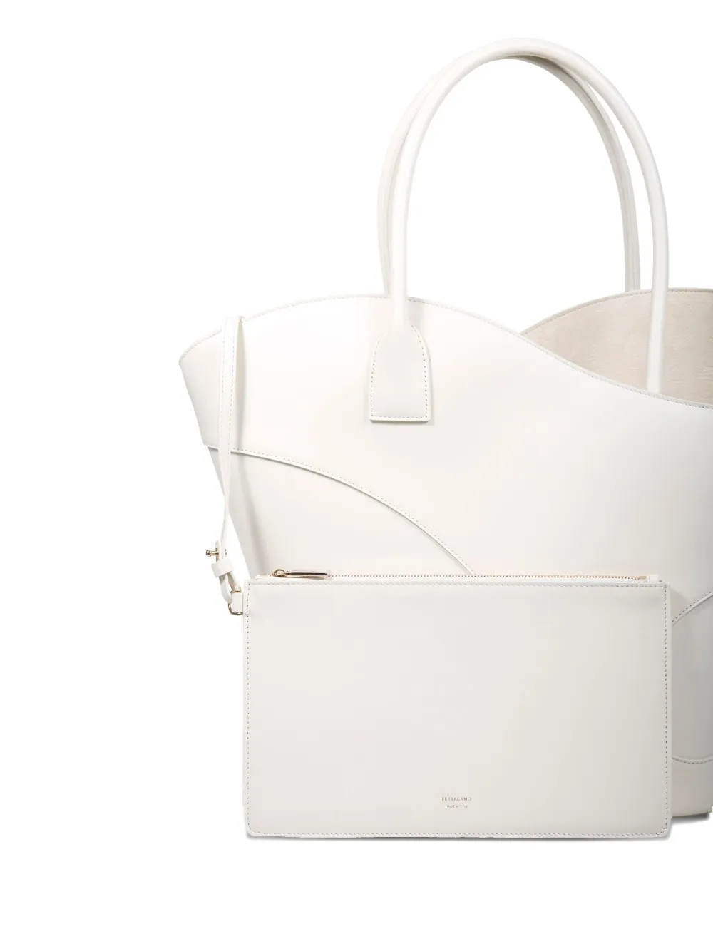 Ferragamo Leather Tote Bag In White