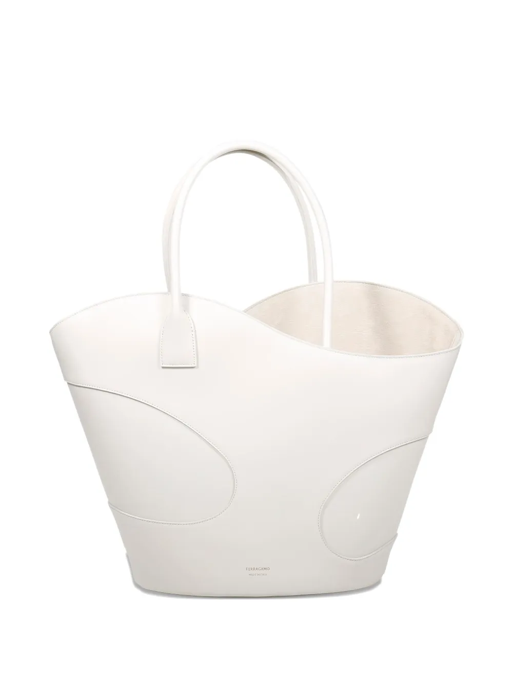 Ferragamo Leather Tote Bag In White
