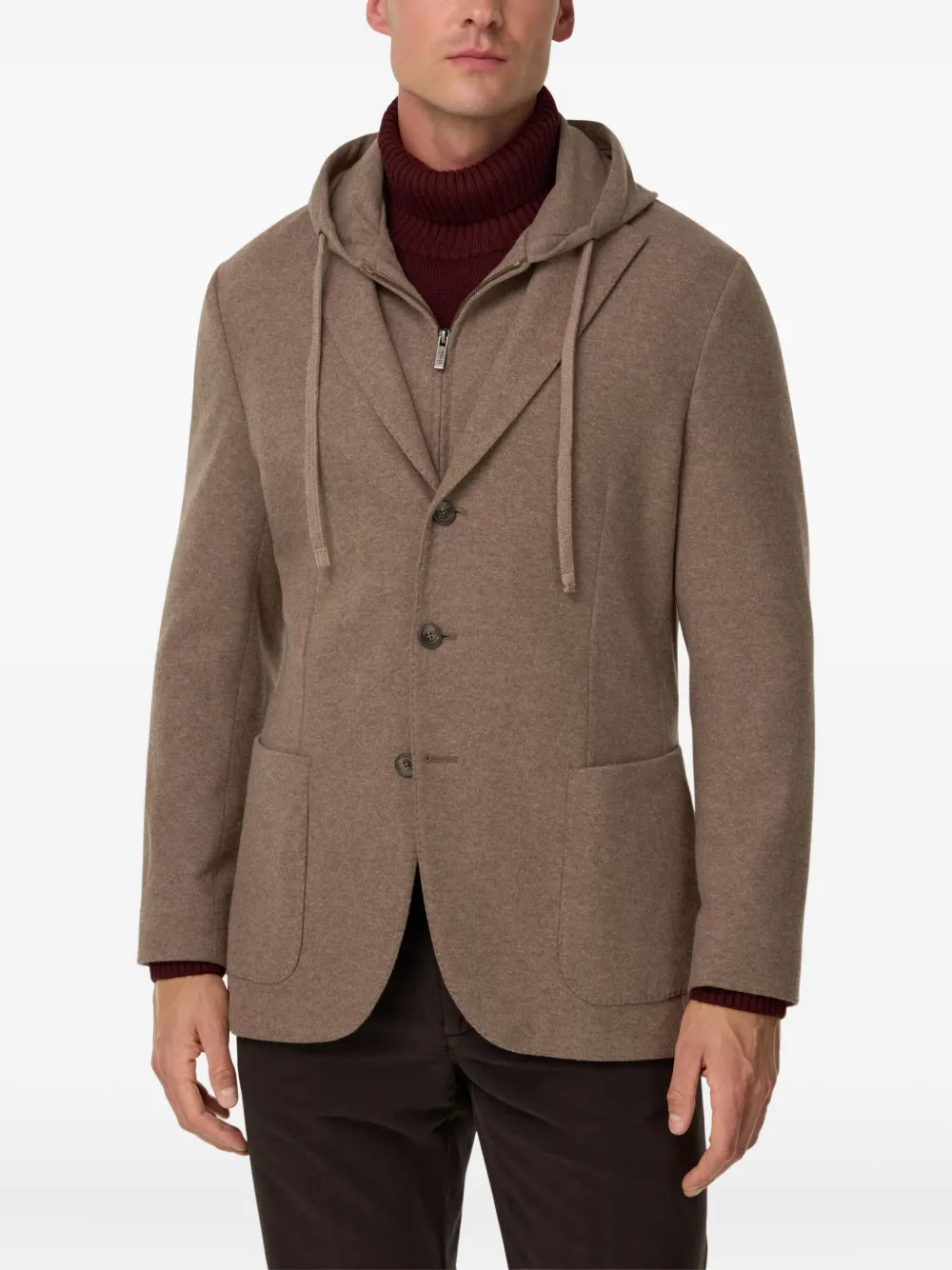 Boggi Milano Madison blazer met capuchon en opgestikte zak Bruin