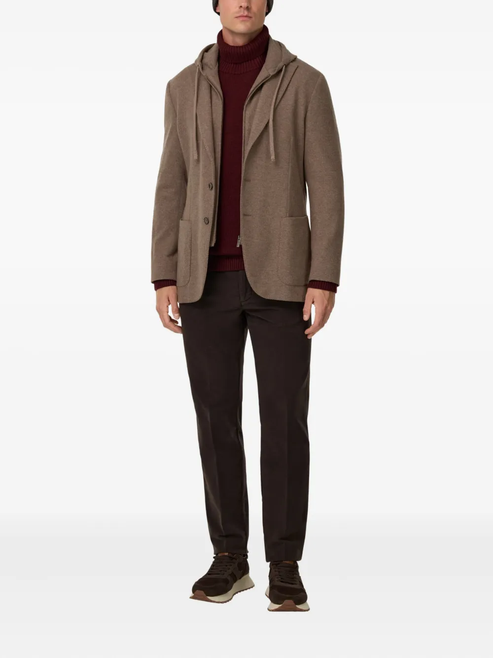 Boggi Milano Madison blazer met capuchon en opgestikte zak Bruin