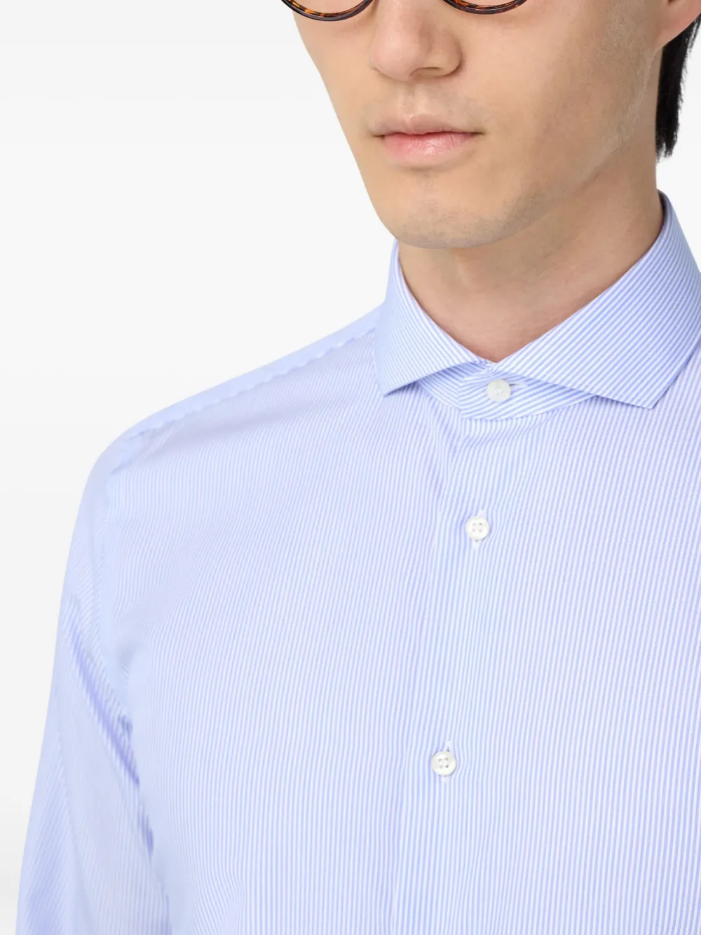 Striped Cutaway-Collar Shirt