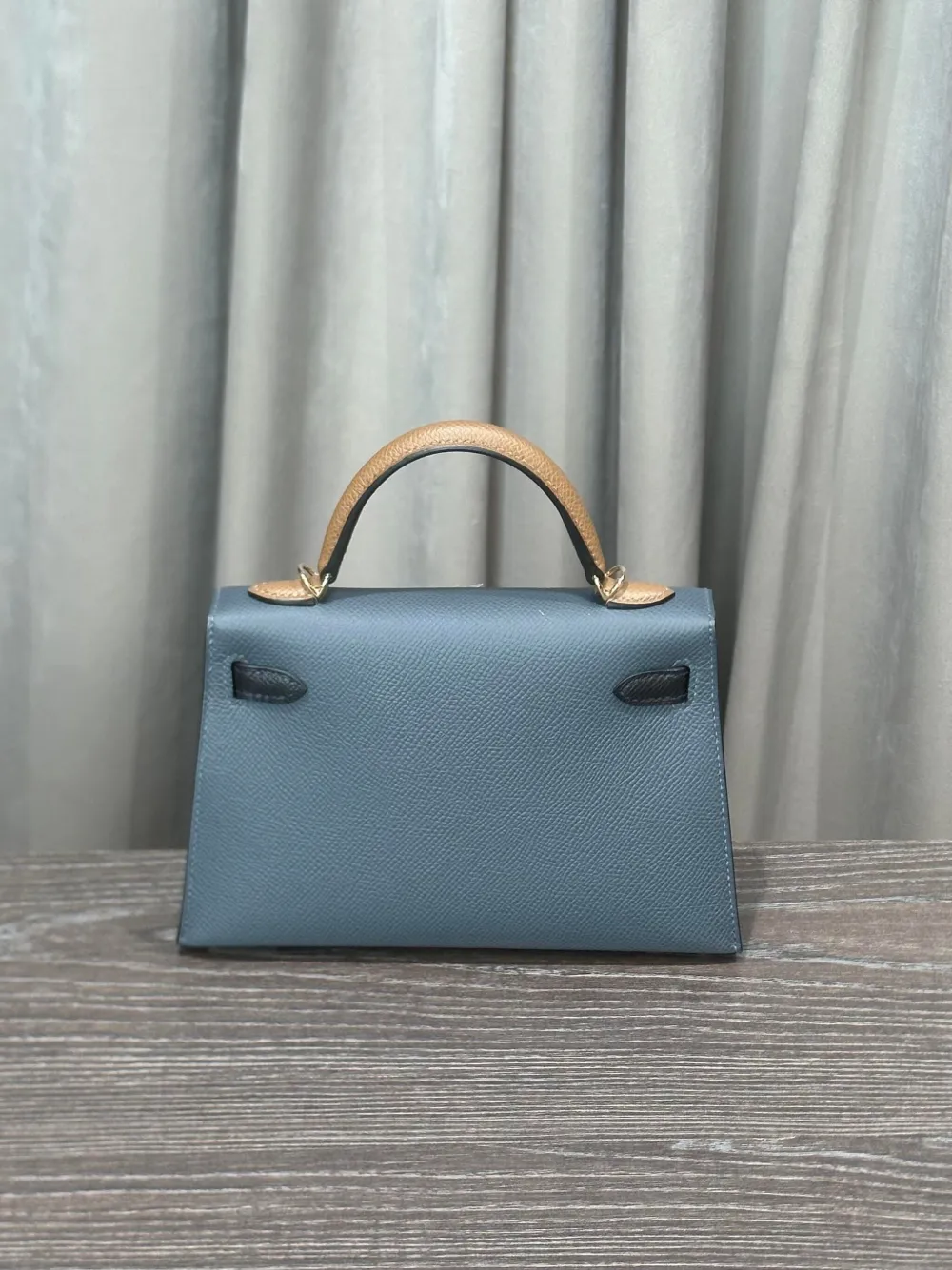 Pre-owned Hermes 2024 Mini Kelly Sellier 20 Tricolore Tote Bag In Gray