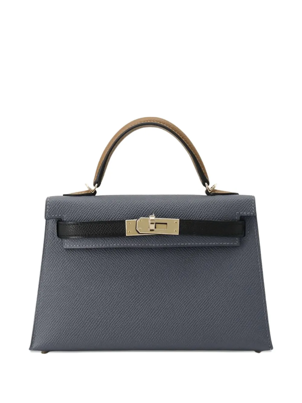Pre-owned Hermes 2024 Mini Kelly Sellier 20 Tricolore Tote Bag In Gray
